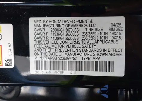 2025 Honda Cr-V Hybrid Sport Touring z USA, uszkodzony, nr VIN 7FARS6H92SE097752